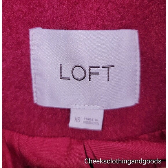 LOFT Ann Taylor "Cherry Jam" Wooly Funnel Neck Moto Zip Soft Coat size XS - Picture 7 of 8